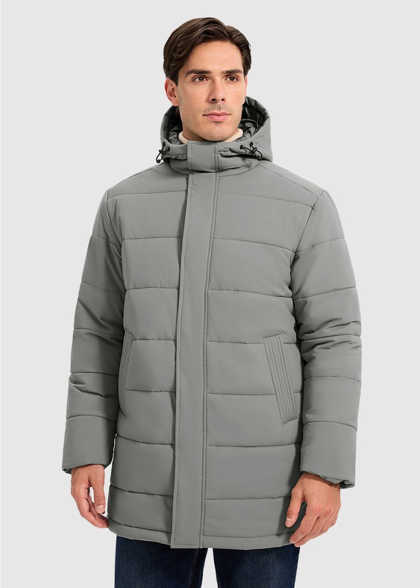Men's Mid - length Hooded Puffer Jacket - TBMPOY