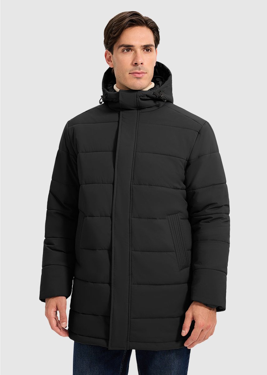 Men's Mid - length Hooded Puffer Jacket - TBMPOY