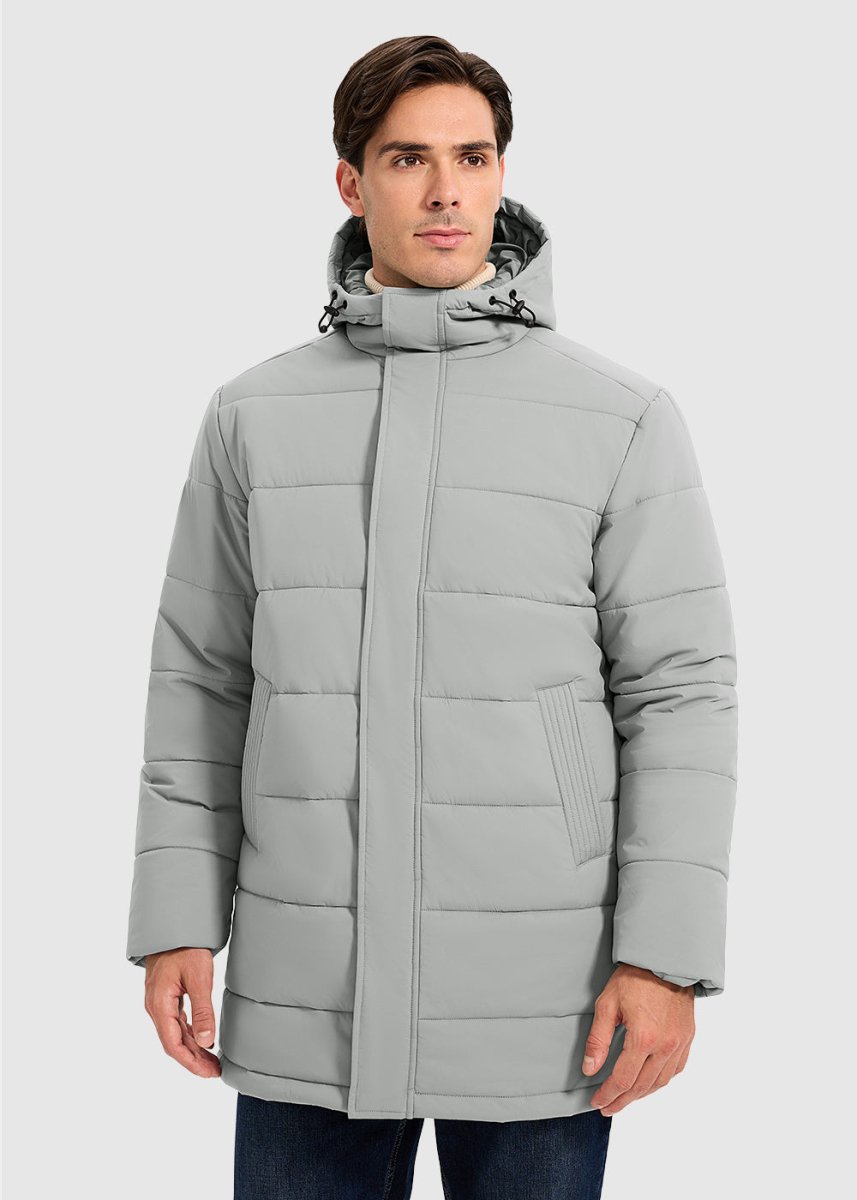 Men's Mid - length Hooded Puffer Jacket - TBMPOY
