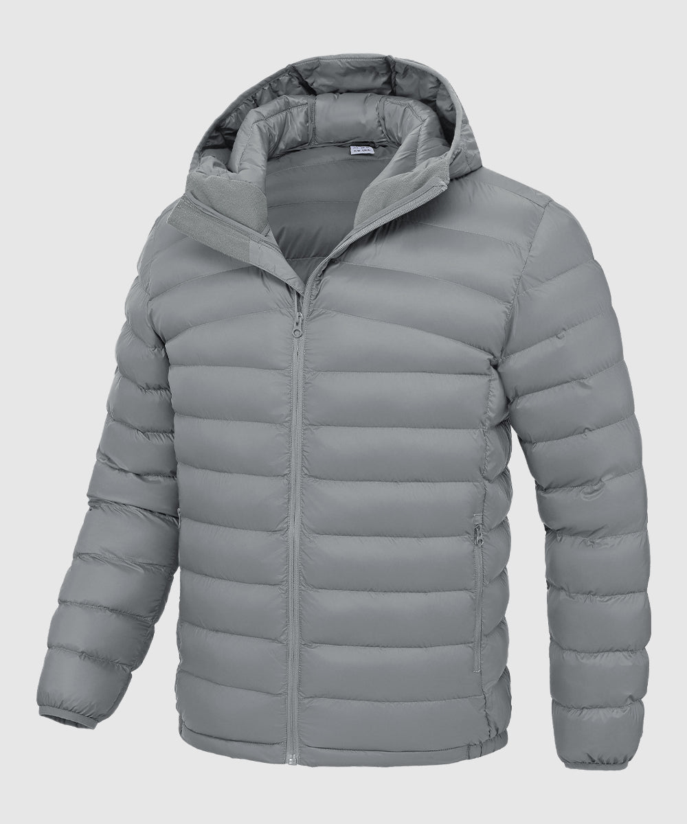 Men's Lightweight Puffer Hooded Jacket - TBMPOY