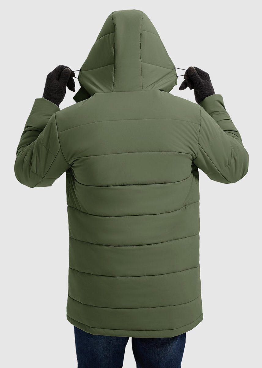 Men's Mid - length Hooded Puffer Jacket - TBMPOY