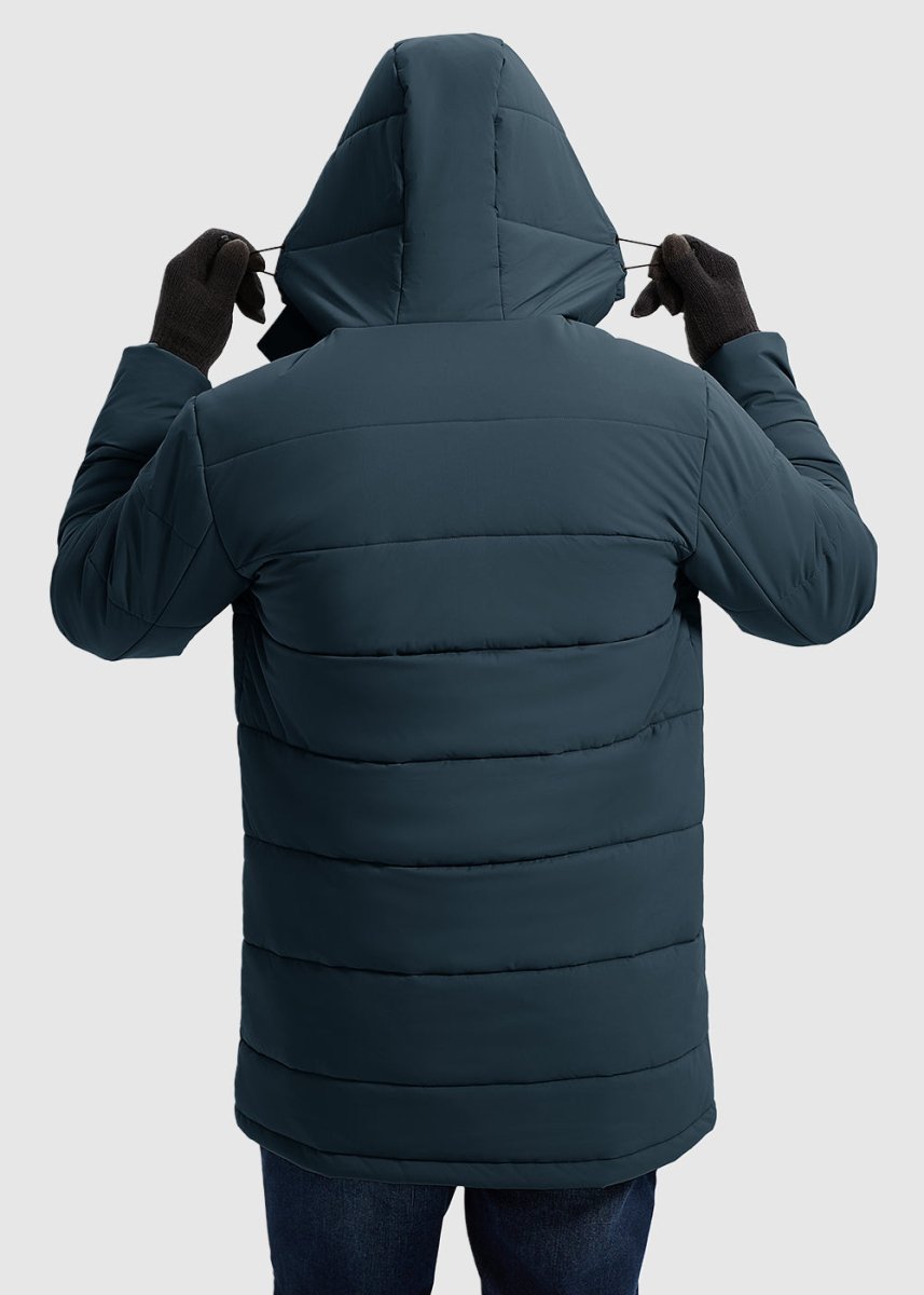 Men's Mid - length Hooded Puffer Jacket - TBMPOY