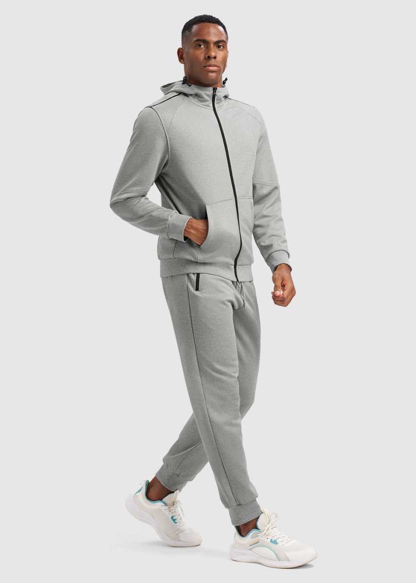 Men's Jogging Workout Gym Warm Up Suits With Hood - TBMPOY