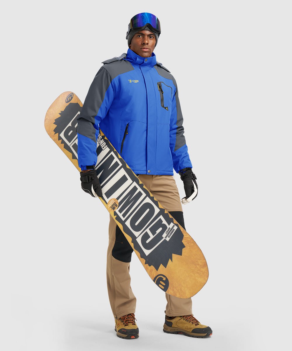 Men's Water Resistant Skiing Windbreaker Hooded Jacket - TBMPOY