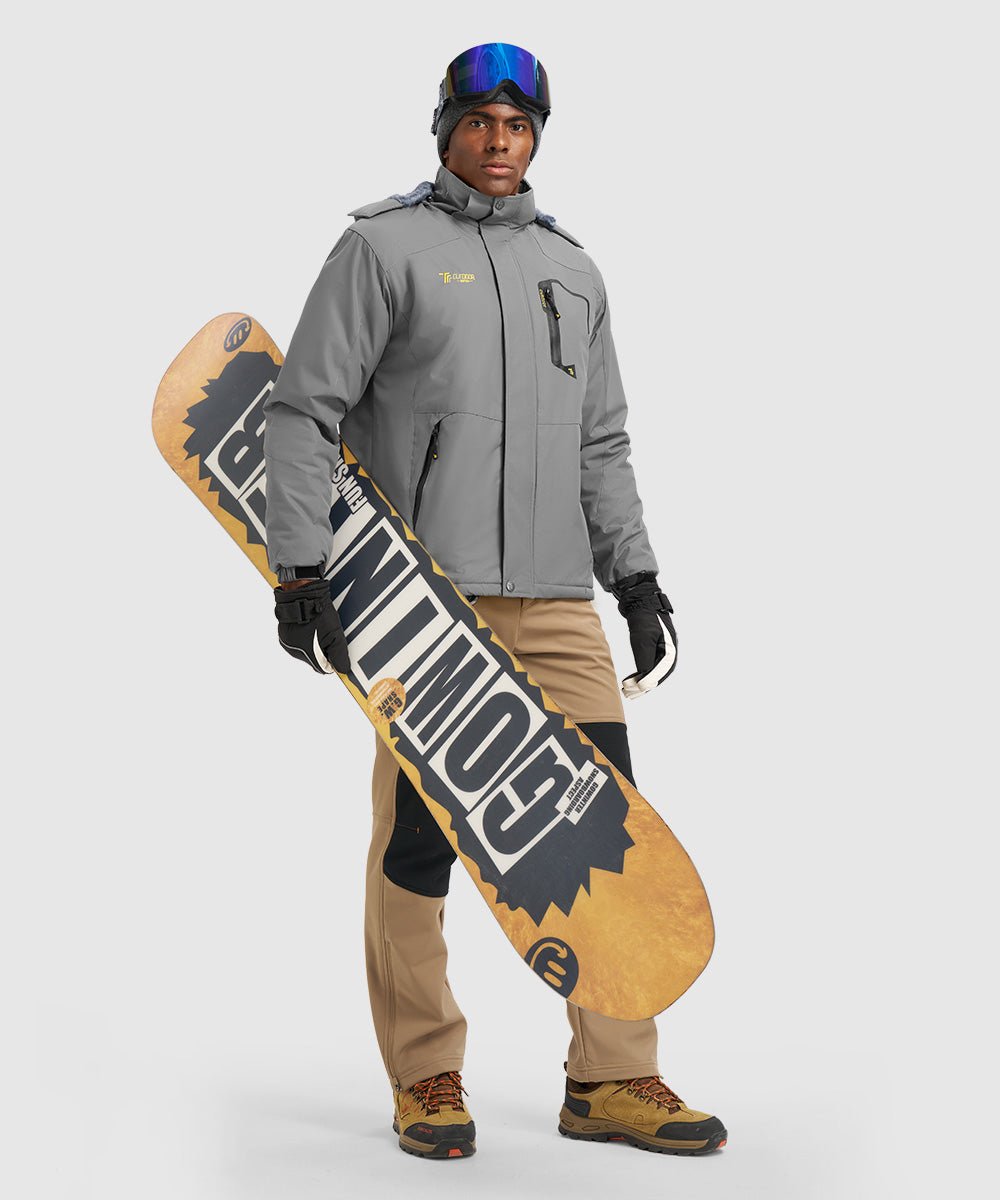 Men's Water Resistant Skiing Windbreaker Hooded Jacket - TBMPOY