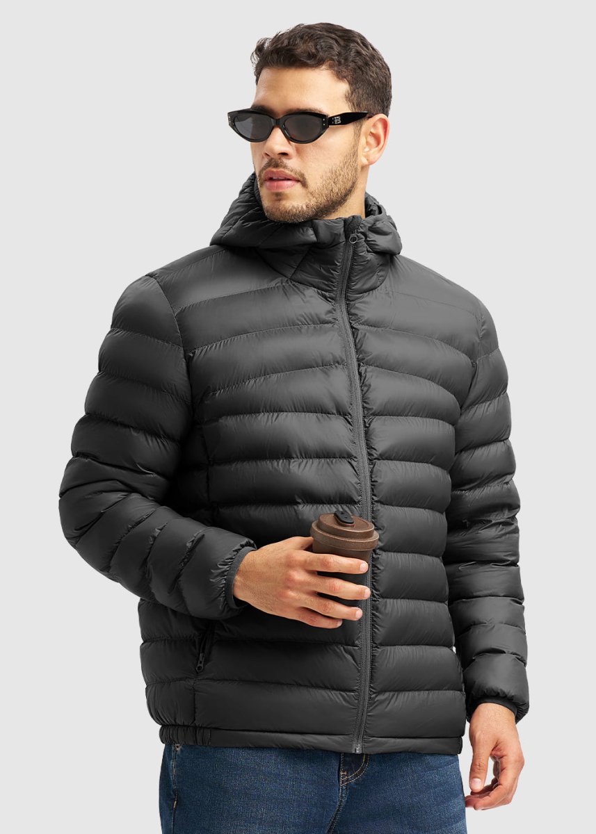 Men's Lightweight Puffer Hooded Jacket - TBMPOY