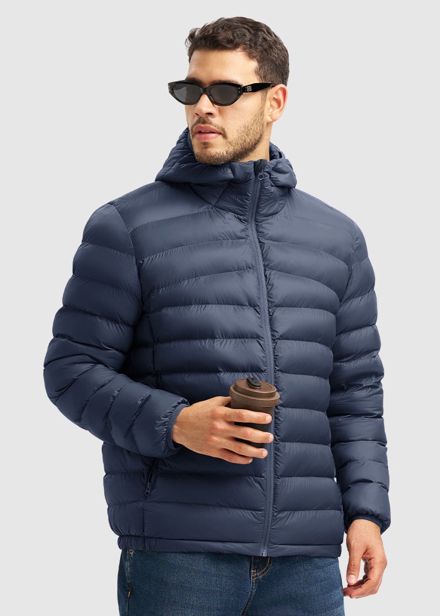 Men's Lightweight Puffer Hooded Jacket - TBMPOY