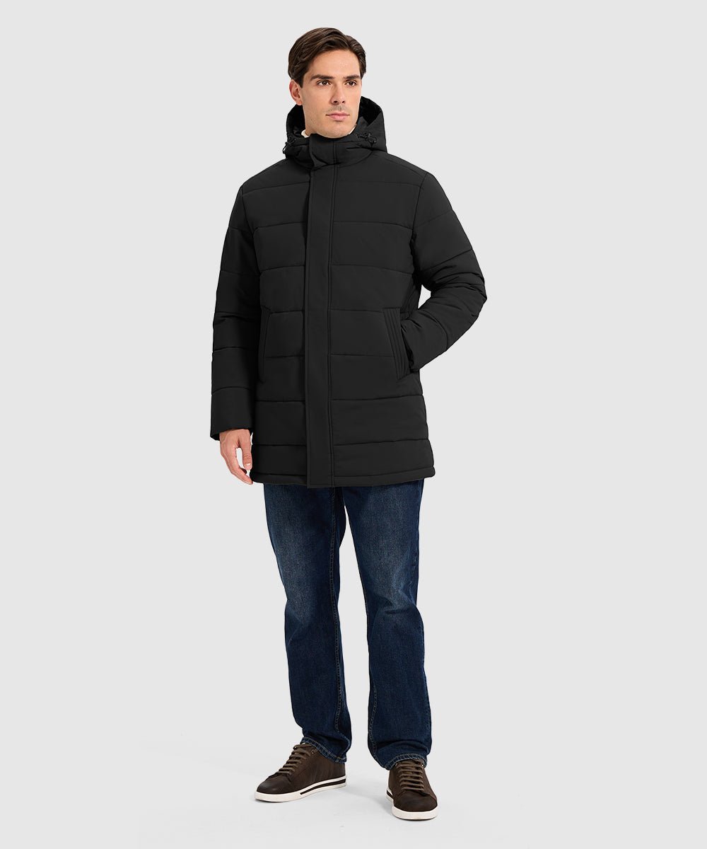 Men's Mid - length Hooded Puffer Jacket - TBMPOY