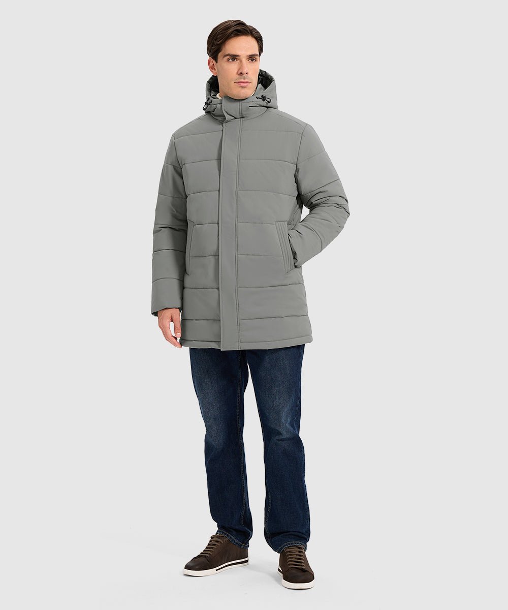 Men's Mid - length Hooded Puffer Jacket - TBMPOY