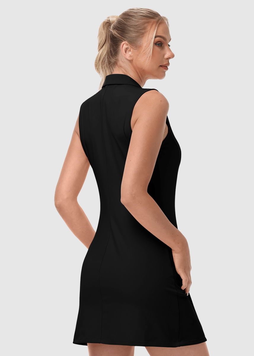 Women's Sleeveless Tennis Golf Polo Neck Dress - TBMPOY