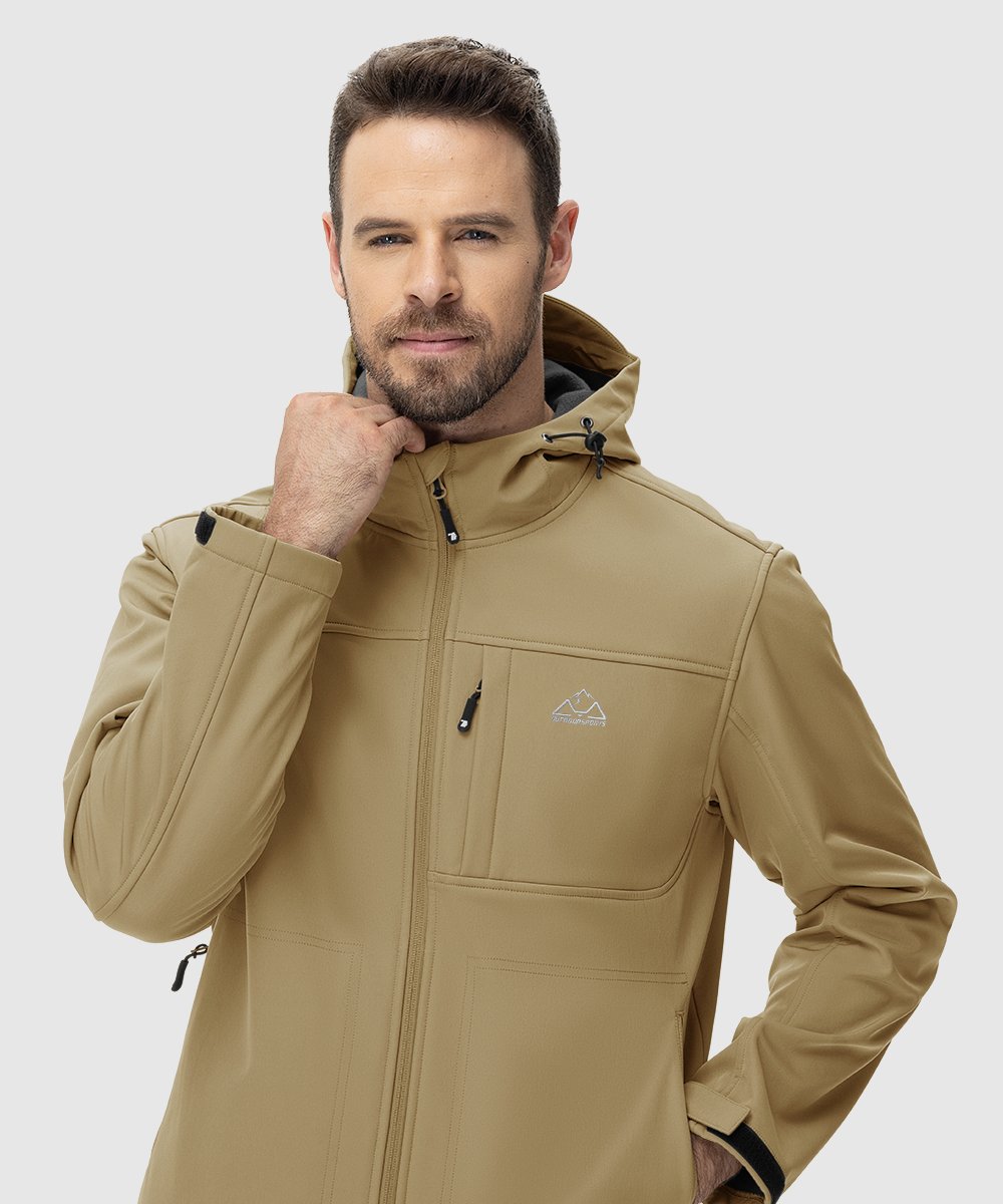 Men's Water - Resistant Softshell Fleece Lined Hooded Jacket - TBMPOY