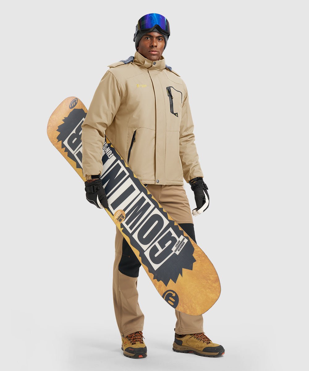 Men's Water Resistant Skiing Windbreaker Hooded Jacket - TBMPOY