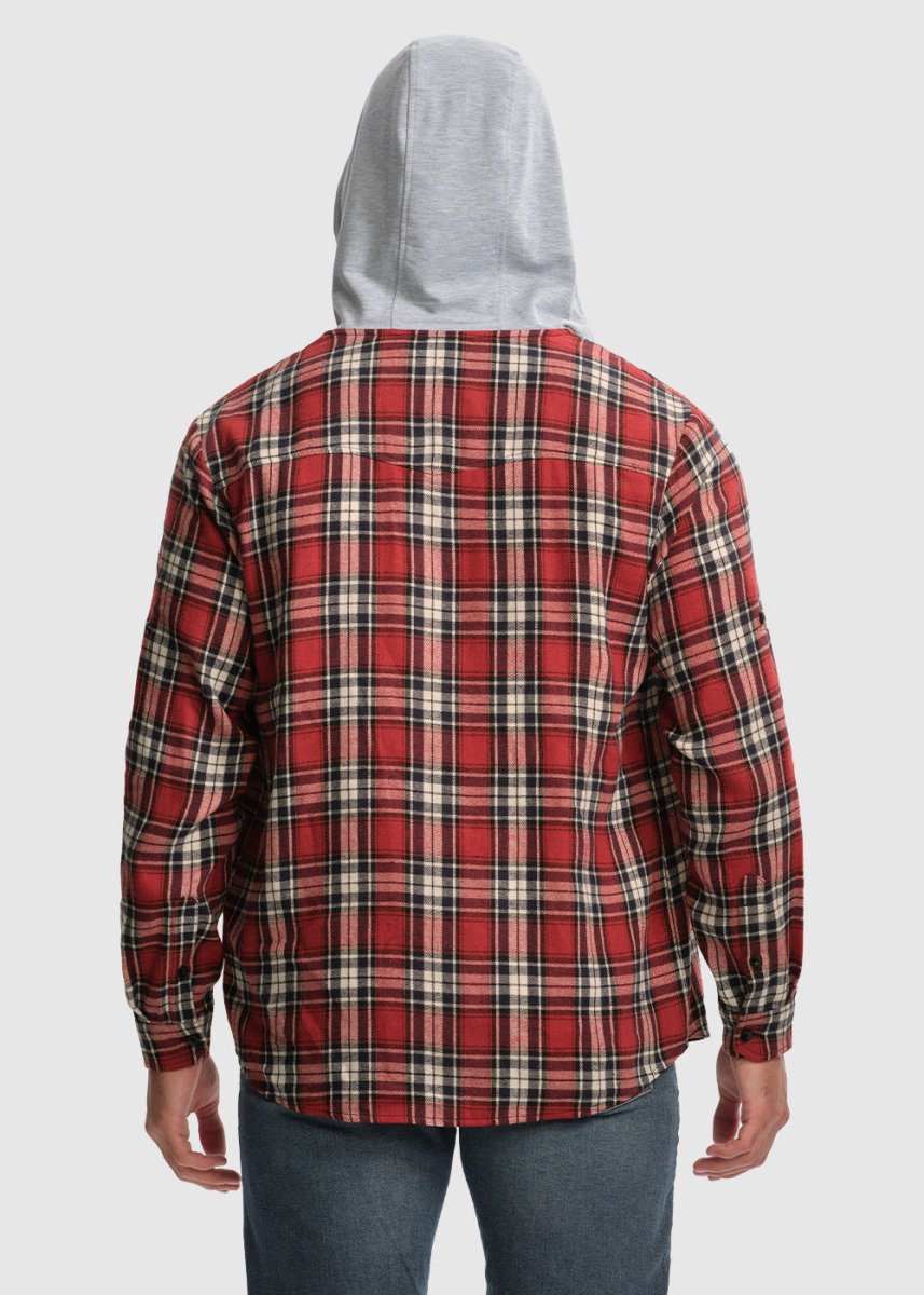 Men's Casual Buffalo Plaid Button Hooded Shirts - TBMPOY