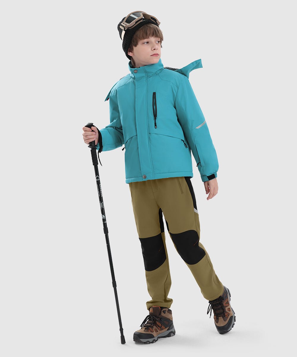 Boys' Outdoor Water Resistant Fleece - Lined Softshell Pants - TBMPOY