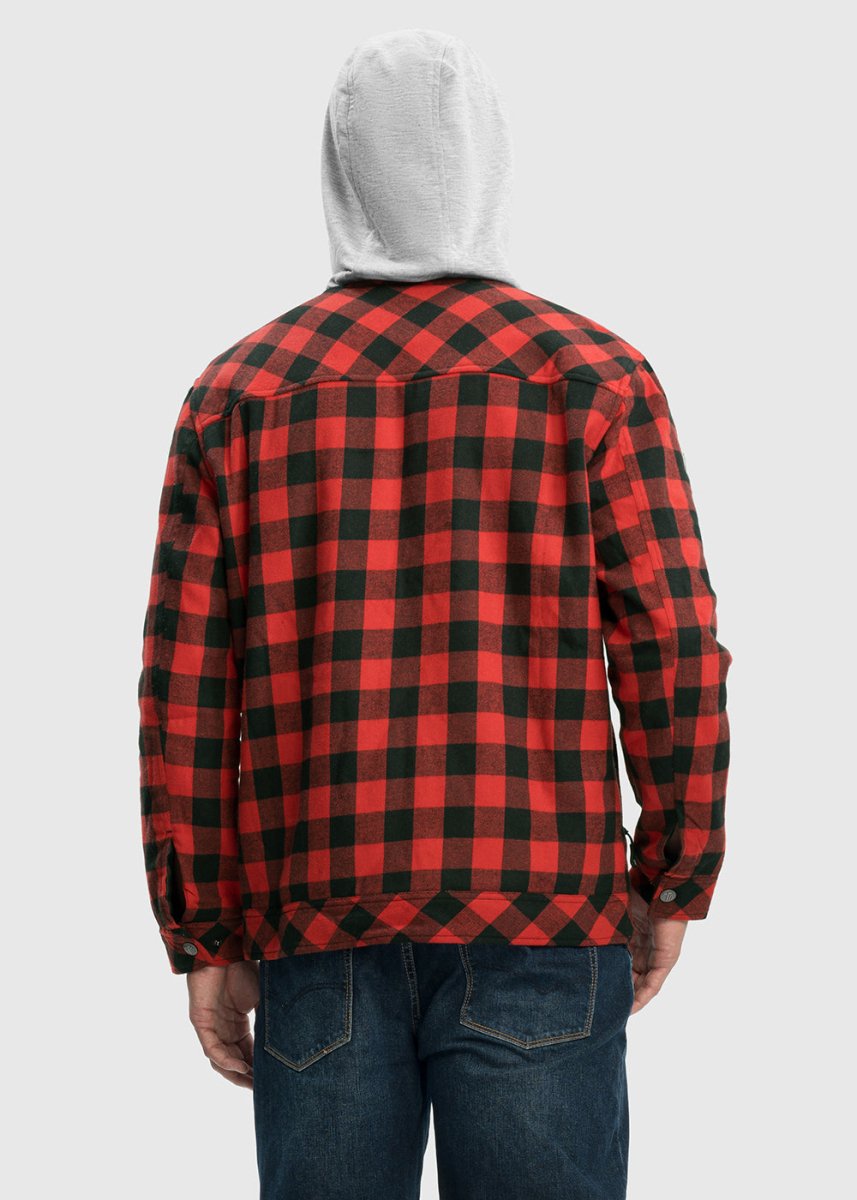 Men's Fleece Buffalo Plaid Button - Down Hooded Shirt - TBMPOY