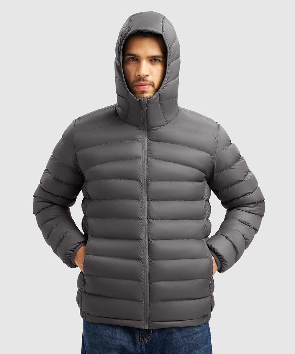 Men's Lightweight Puffer Hooded Jacket - TBMPOY
