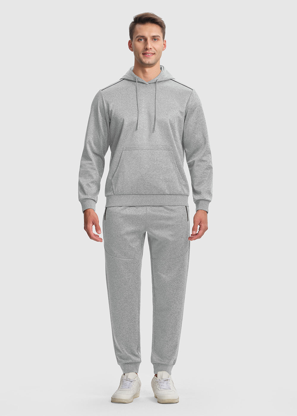 Men's Hooded Pullover and Rib Knit Cuff Pants Lounge Sets - TBMPOY