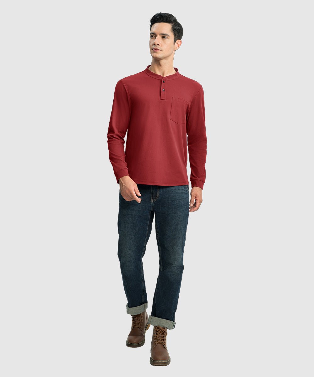 Men's Outdoor Work Slim Fit Basic Henley Shirt - TBMPOY