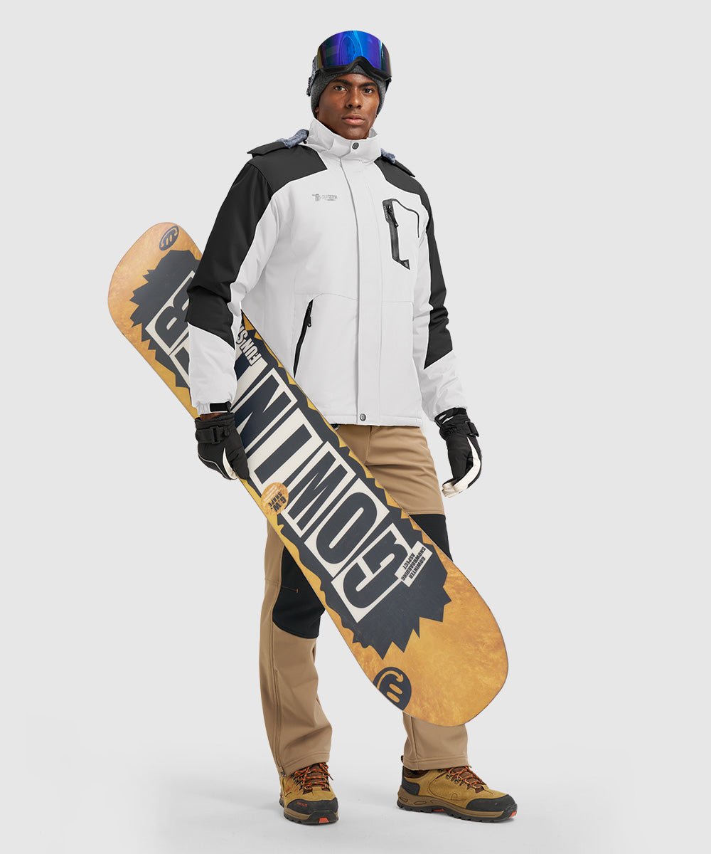 Men's Water Resistant Skiing Windbreaker Hooded Jacket - TBMPOY