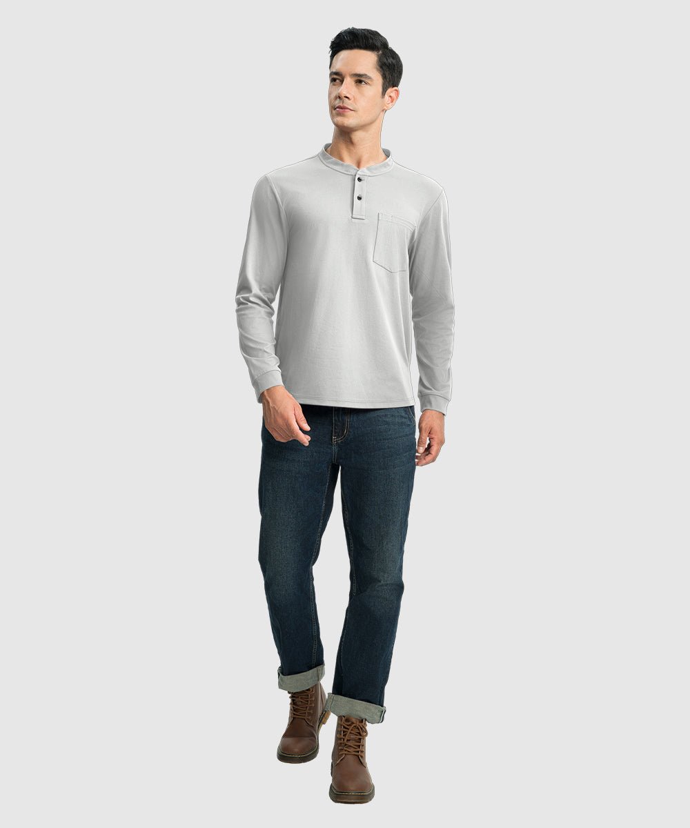 Men's Outdoor Work Slim Fit Basic Henley Shirt - TBMPOY