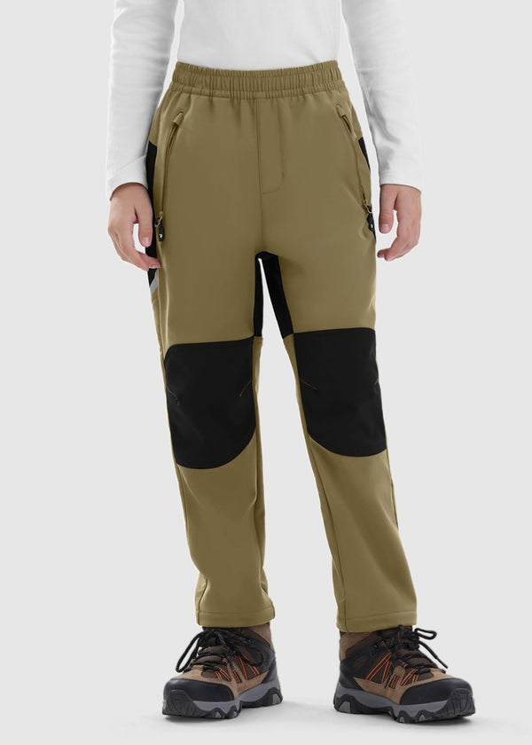 Boys' Outdoor Water Resistant Fleece - Lined Softshell Pants - TBMPOY