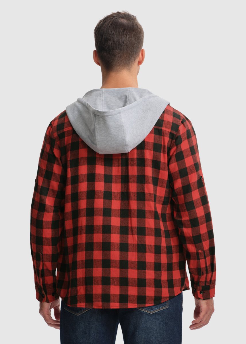 Men's Casual Buffalo Plaid Button Hooded Shirts - TBMPOY