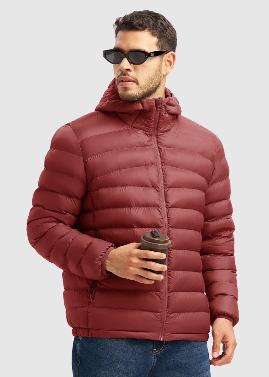 Men's Lightweight Puffer Hooded Jacket - TBMPOY