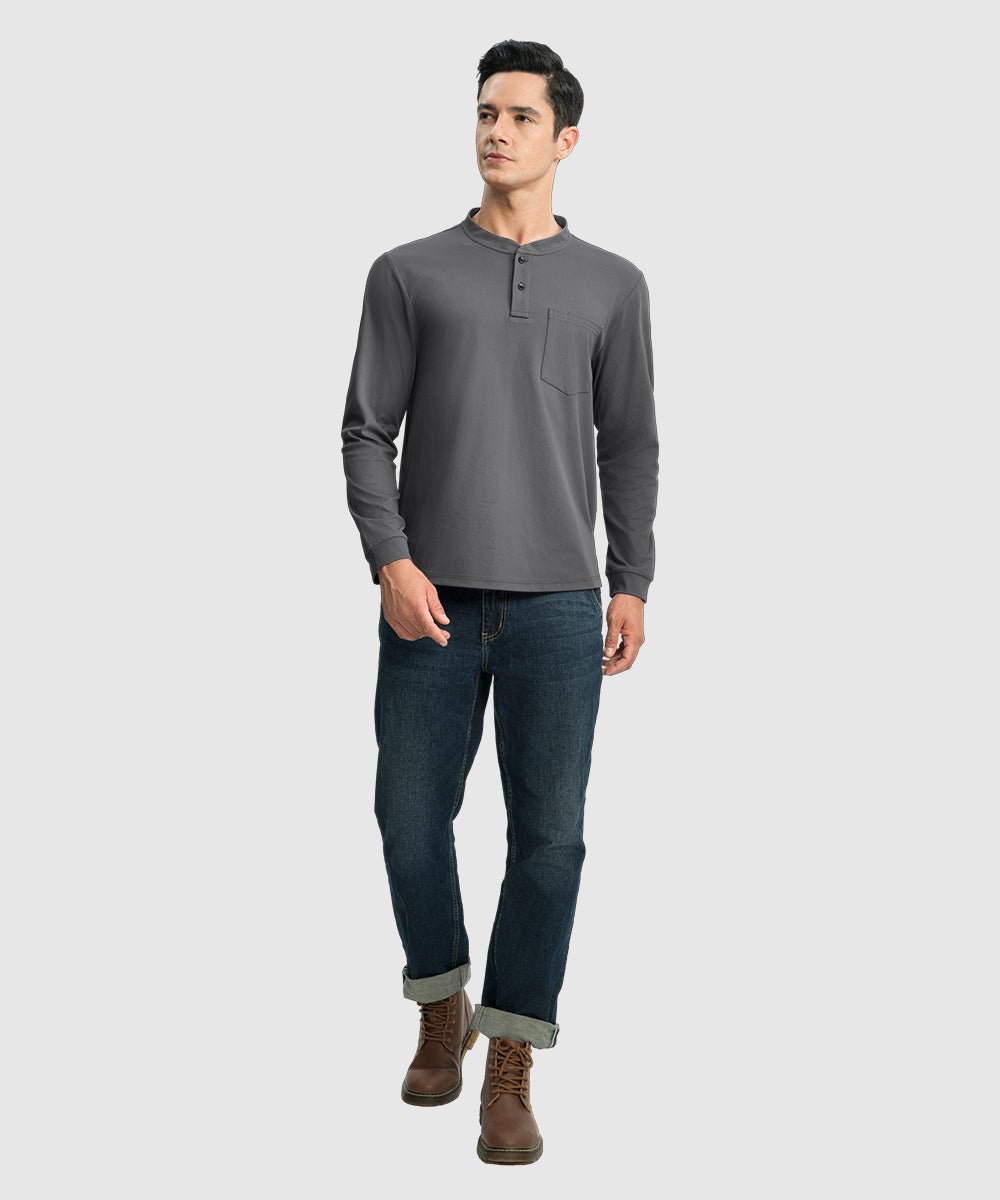 Men's Outdoor Work Slim Fit Basic Henley Shirt - TBMPOY