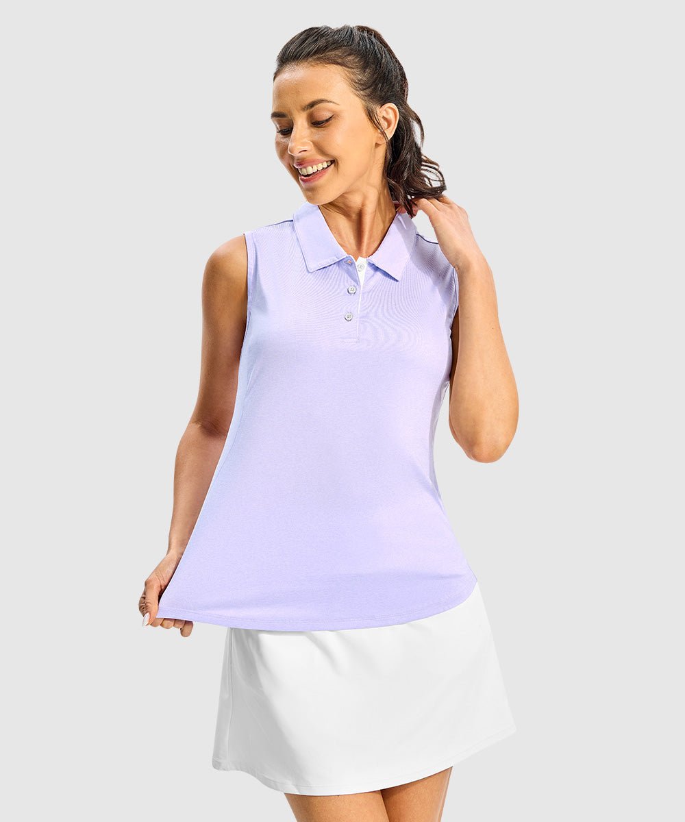Women's Button Placket Sleeveless Polo Shirt - TBMPOY