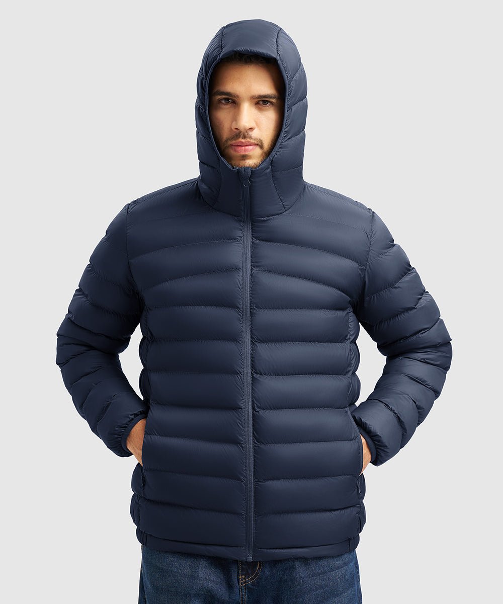 Men's Lightweight Puffer Hooded Jacket - TBMPOY