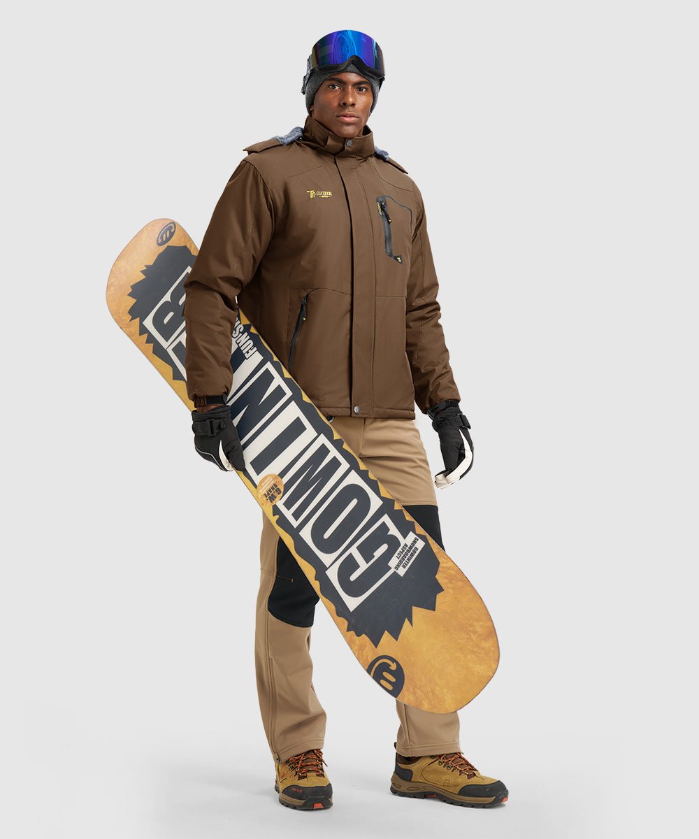 Men's Water Resistant Skiing Windbreaker Hooded Jacket - TBMPOY