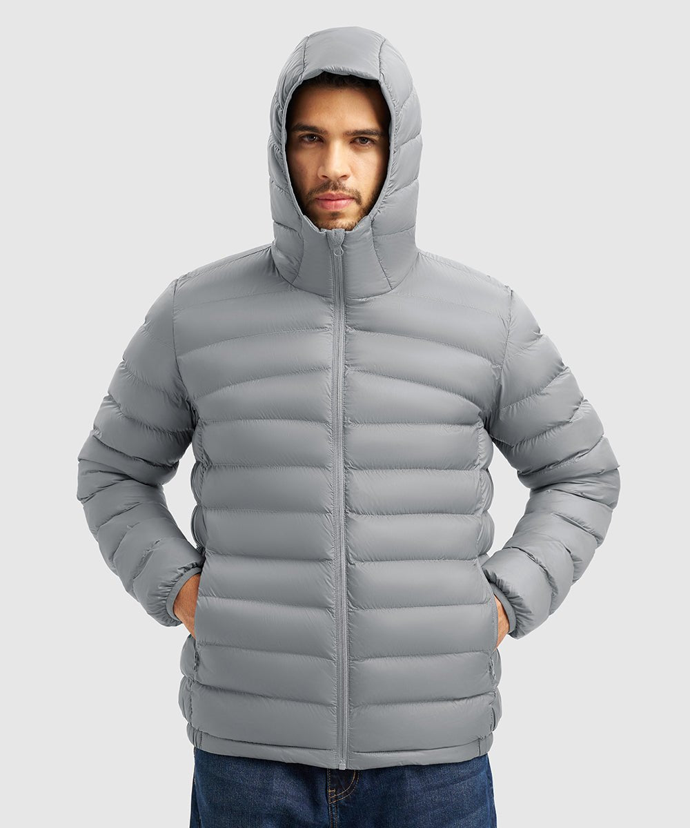 Men's Lightweight Puffer Hooded Jacket - TBMPOY