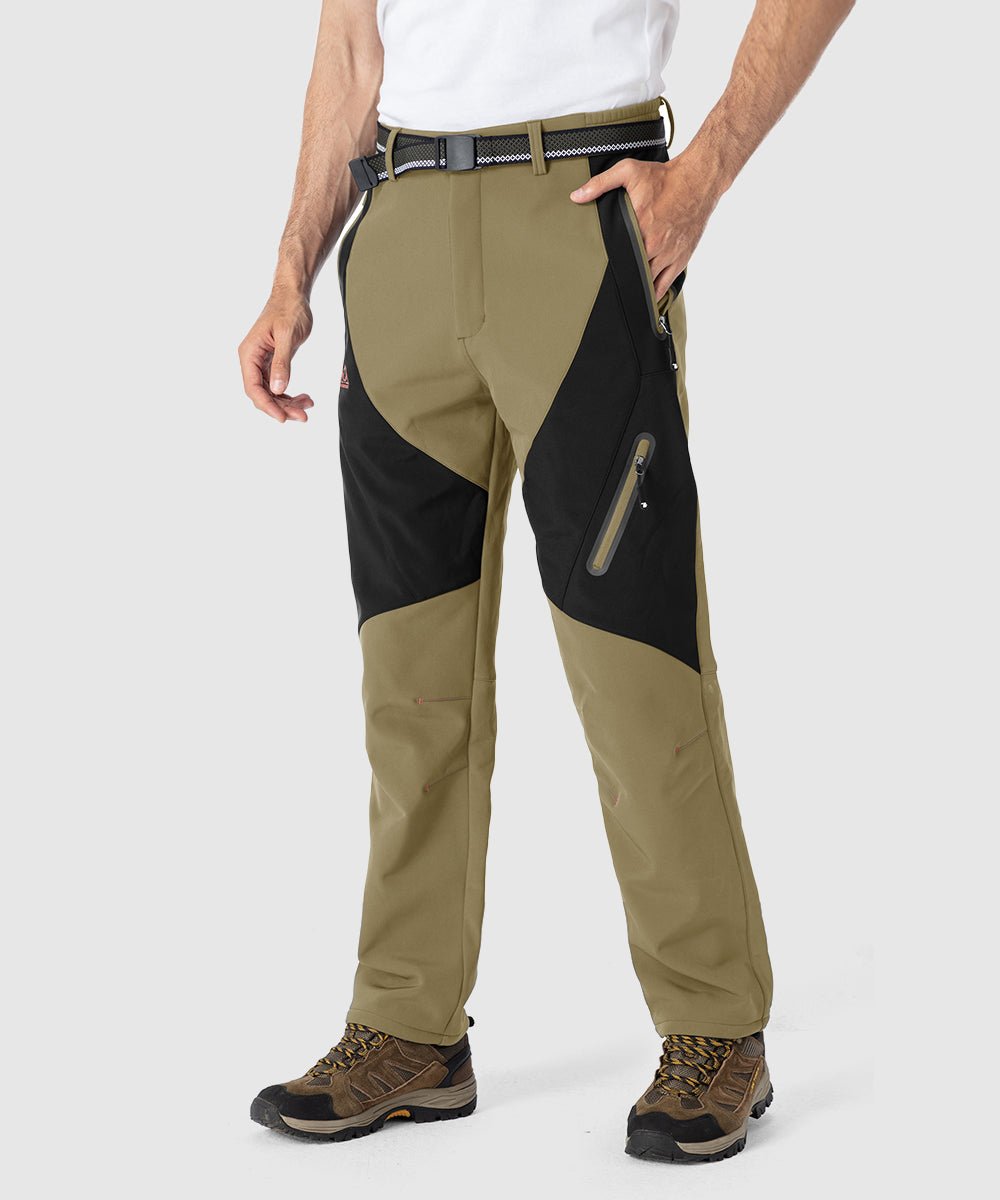 Men's Insulated Water Resistant Warm Fleece Lined Ski Pants - TBMPOY