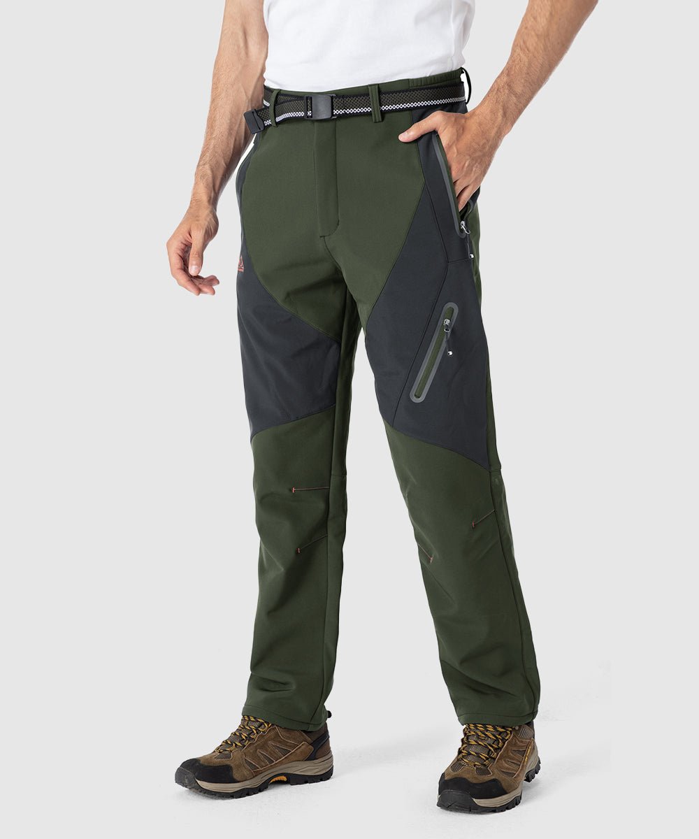 Men's Insulated Water Resistant Warm Fleece Lined Ski Pants - TBMPOY