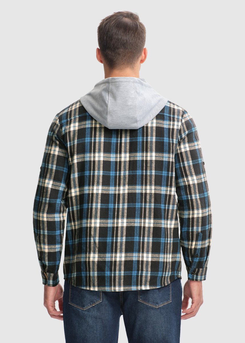 Men's Casual Buffalo Plaid Button Hooded Shirts - TBMPOY