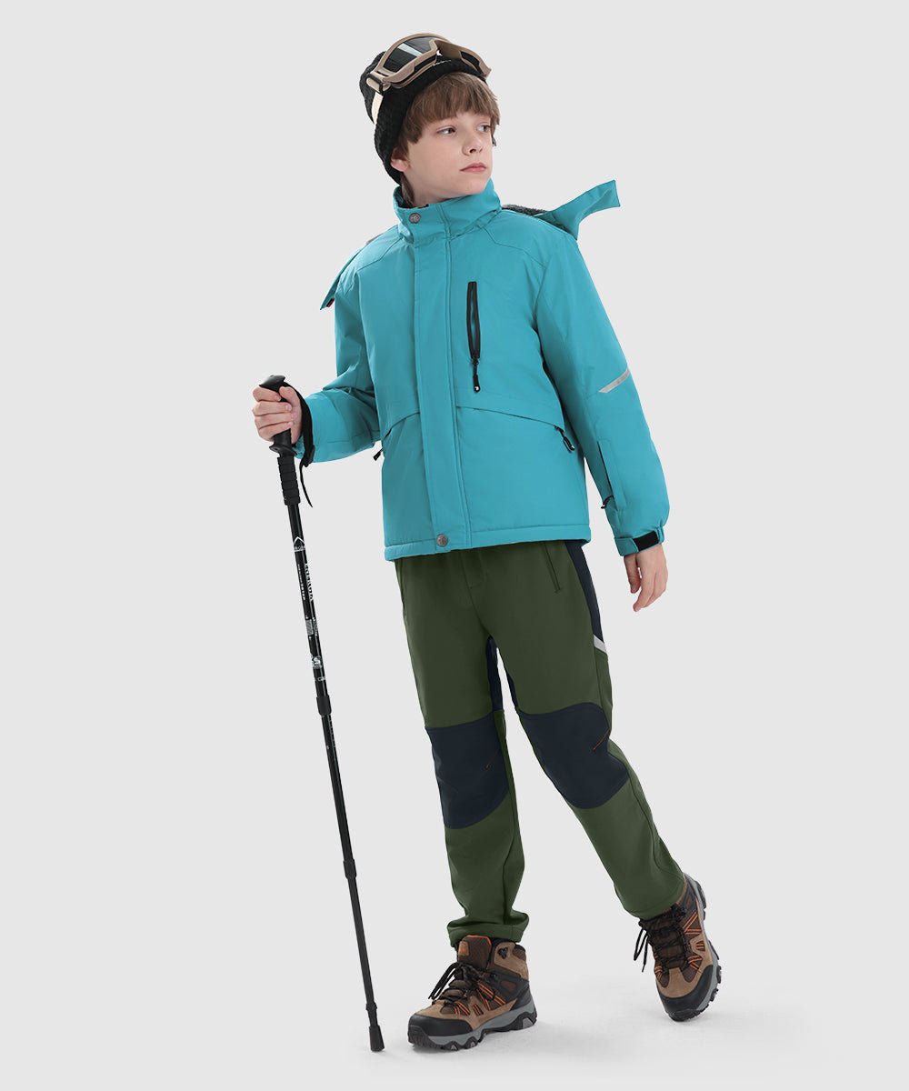 Boys' Outdoor Water Resistant Fleece - Lined Softshell Pants - TBMPOY