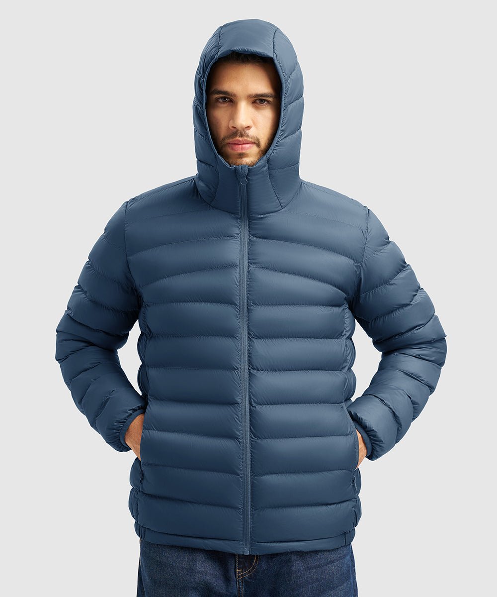 Men's Lightweight Puffer Hooded Jacket - TBMPOY