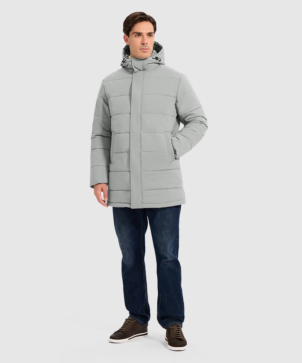 Men's Mid - length Hooded Puffer Jacket - TBMPOY