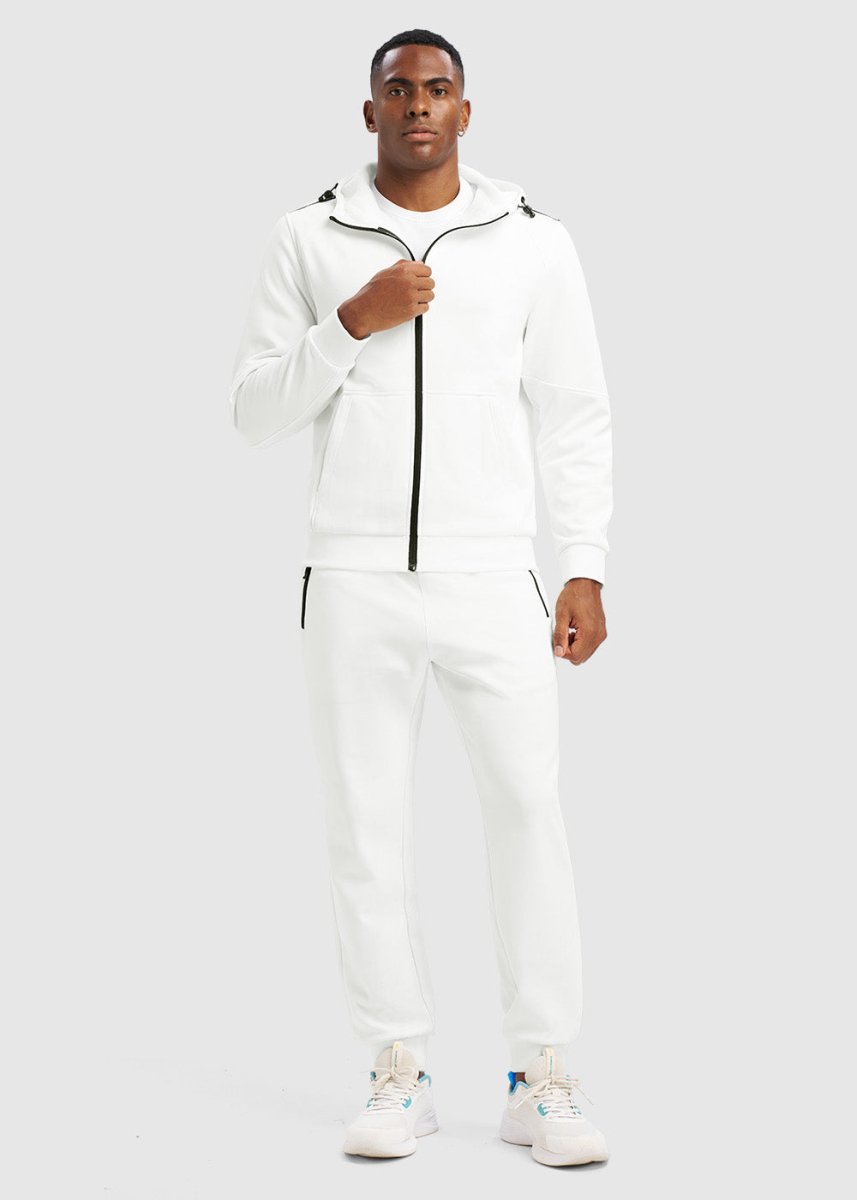 Men's Jogging Workout Gym Warm Up Suits With Hood - TBMPOY