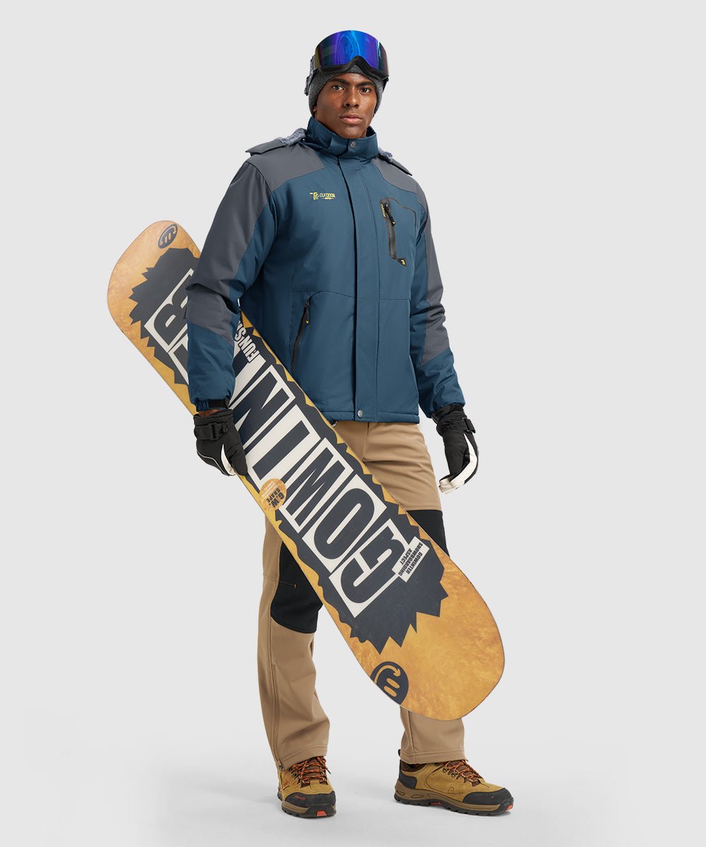 Men's Water Resistant Skiing Windbreaker Hooded Jacket - TBMPOY