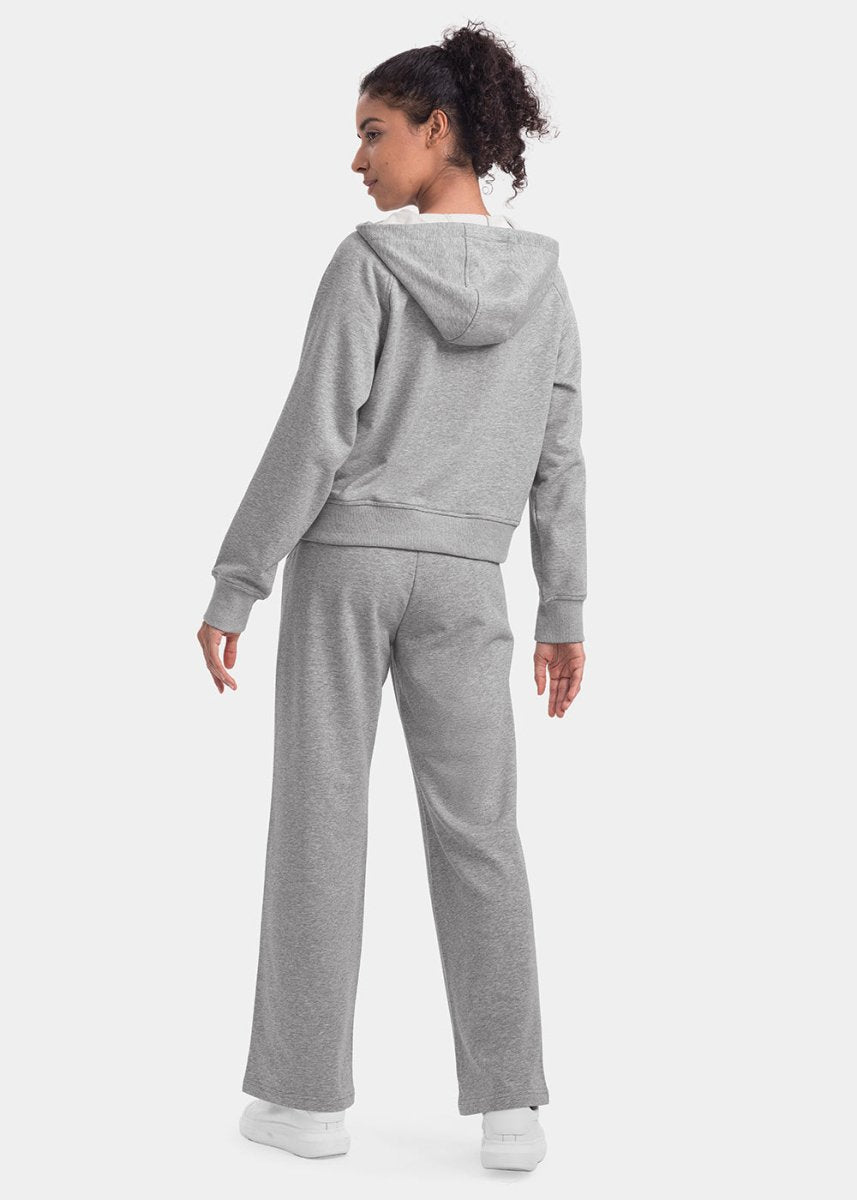 Women's 1/2 Zip Hooded Pullover And Wide Leg Pants Casual Set - TBMPOY