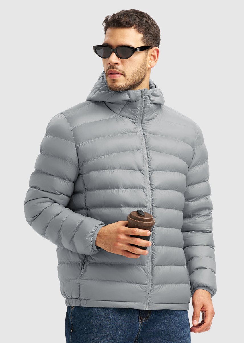 Men's Lightweight Puffer Hooded Jacket - TBMPOY