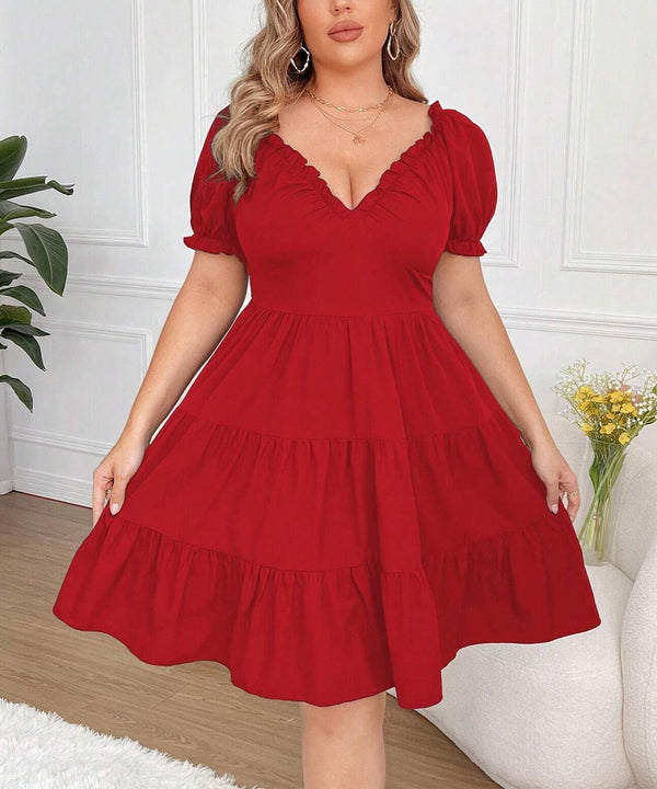 Women's Spring & Summer New Elegant Red Dress - TBMPOY