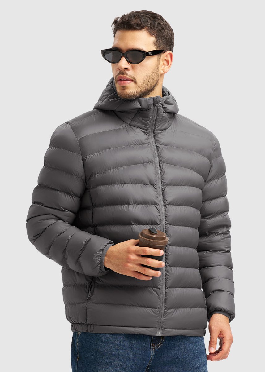 Men's Lightweight Puffer Hooded Jacket - TBMPOY