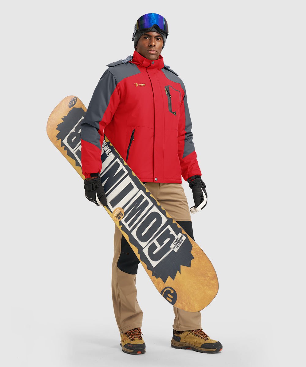 Men's Water Resistant Skiing Windbreaker Hooded Jacket - TBMPOY