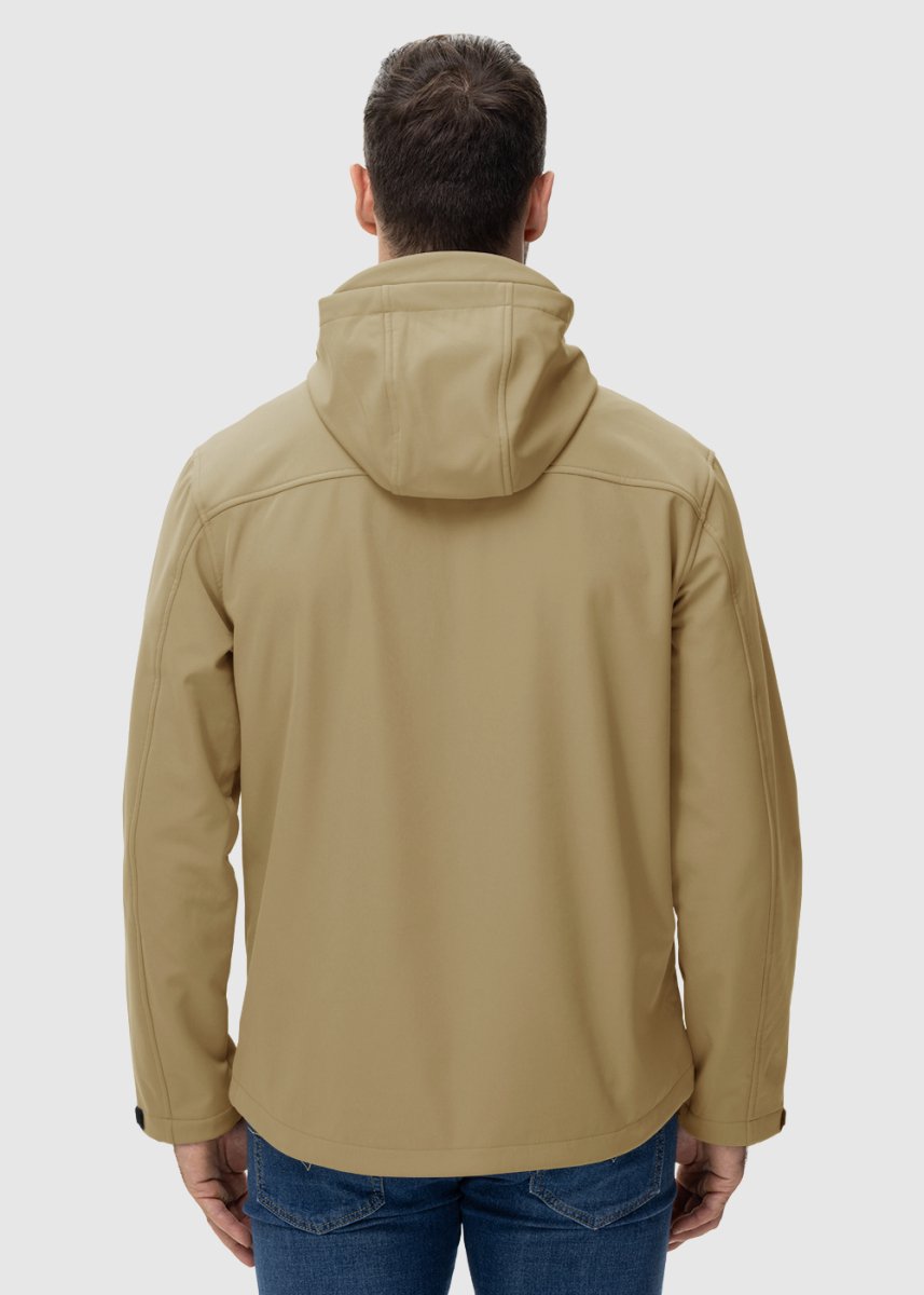 Men's Water - Resistant Softshell Fleece Lined Hooded Jacket - TBMPOY