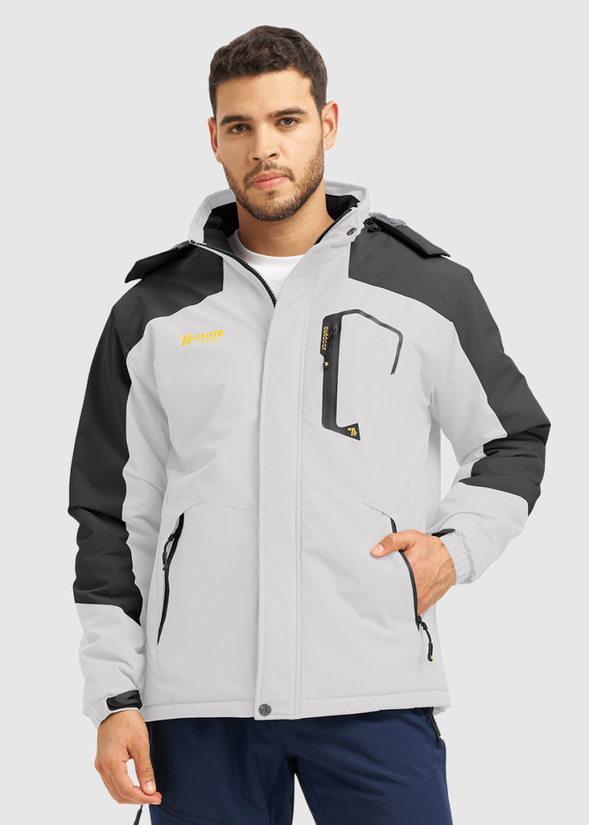 Men's Water Resistant Skiing Windbreaker Hooded Jacket - TBMPOY