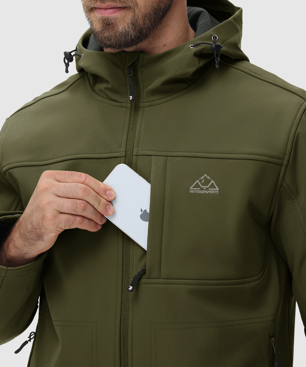 Men's Water - Resistant Softshell Fleece Lined Hooded Jacket - TBMPOY