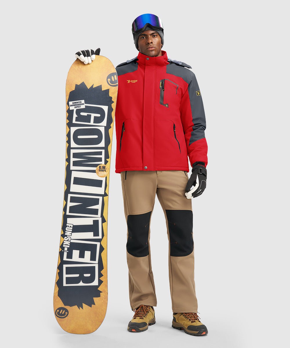Men's Water Resistant Skiing Windbreaker Hooded Jacket - TBMPOY