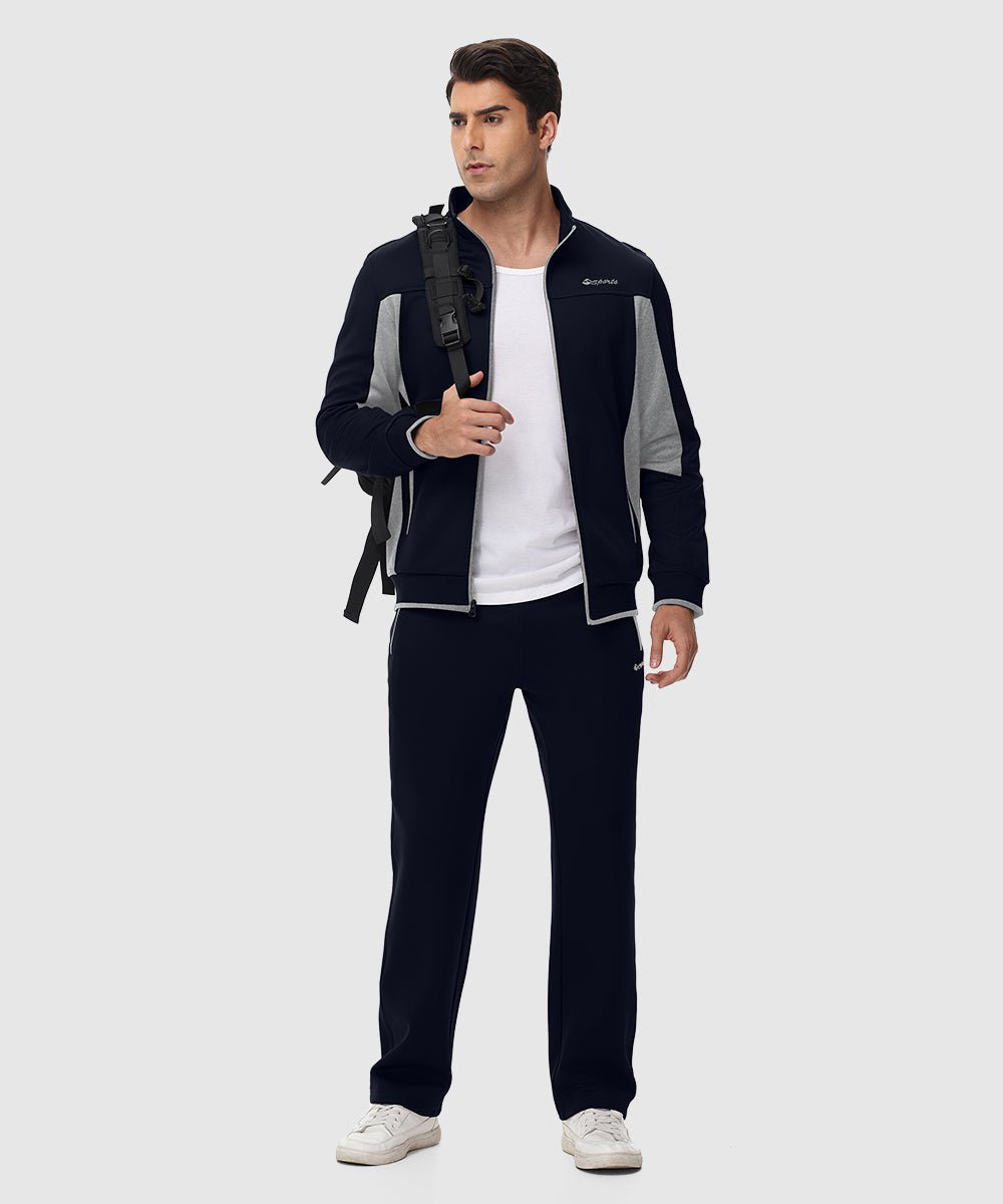 Men's Fleece Athletic Casual Full Zip Suit - TBMPOY